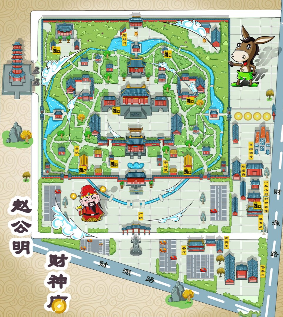 哈尔滨寺庙类手绘地图